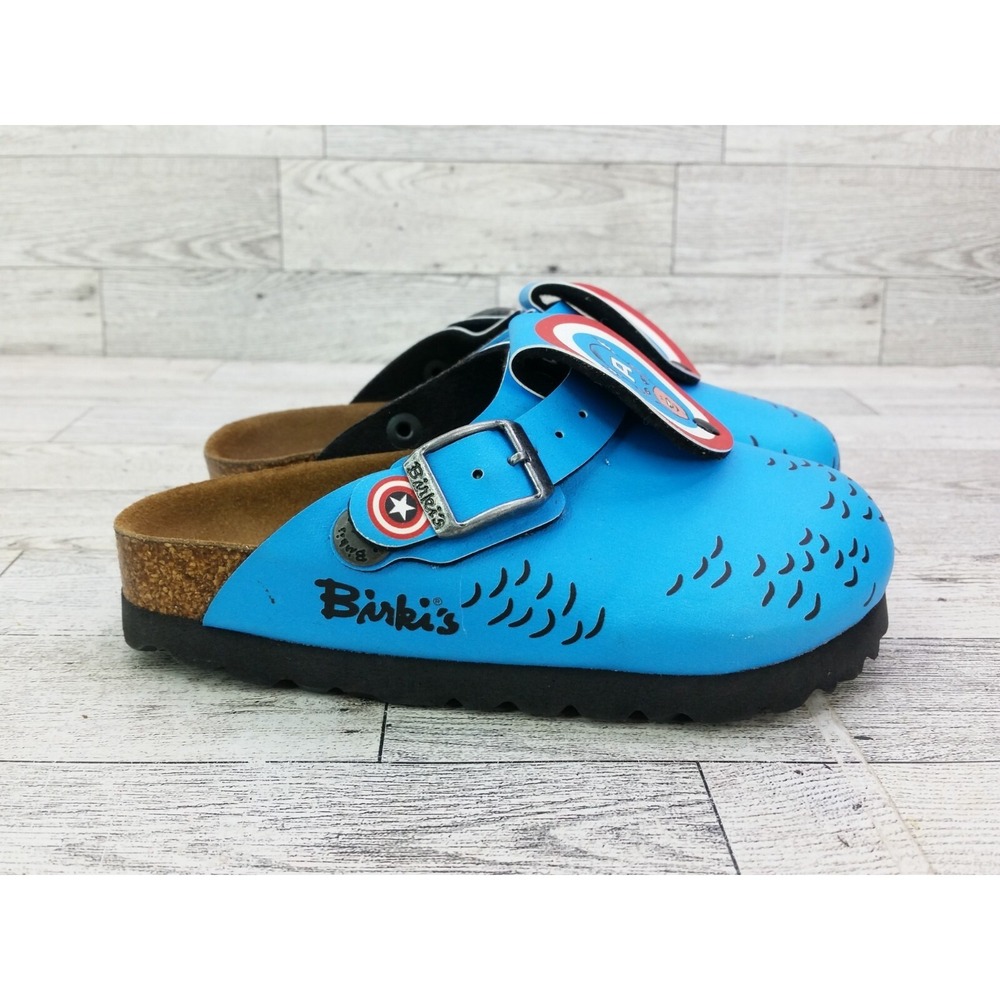 Kids Birkenstock Marvel Captain America Milano Sandals Birkis 26 8 Clogs Shoes - Picture 2 of 9